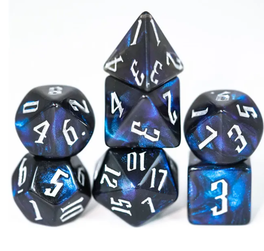 Acrylic Black & Blue Glitter Dice