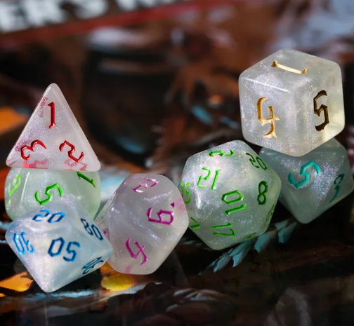 Acrylic Mint Glitter Dice